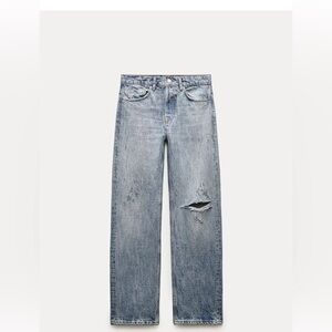 Zara women’s Relaxed Straight Leg Mid-Rise Jeans